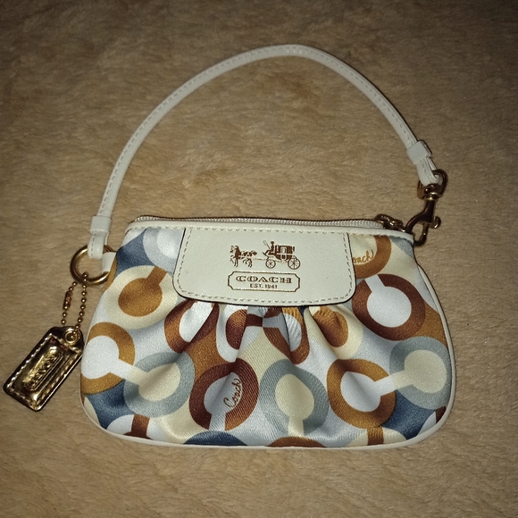 Coach multi color op art monogram Sateen wristlet - Picture 5 of 8